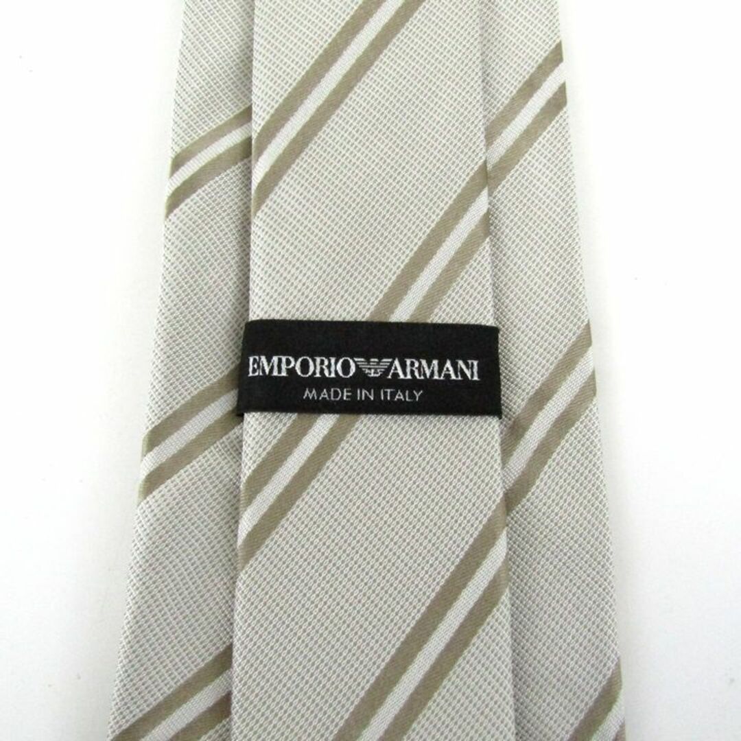 Emporio Armani(エンポリオアルマーニ)のエンポリオ・アルマーニ ネクタイ ストライプ柄 シルク イタリア製 ブランド メンズ ホワイト Emporio Armani メンズのファッション小物(ネクタイ)の商品写真