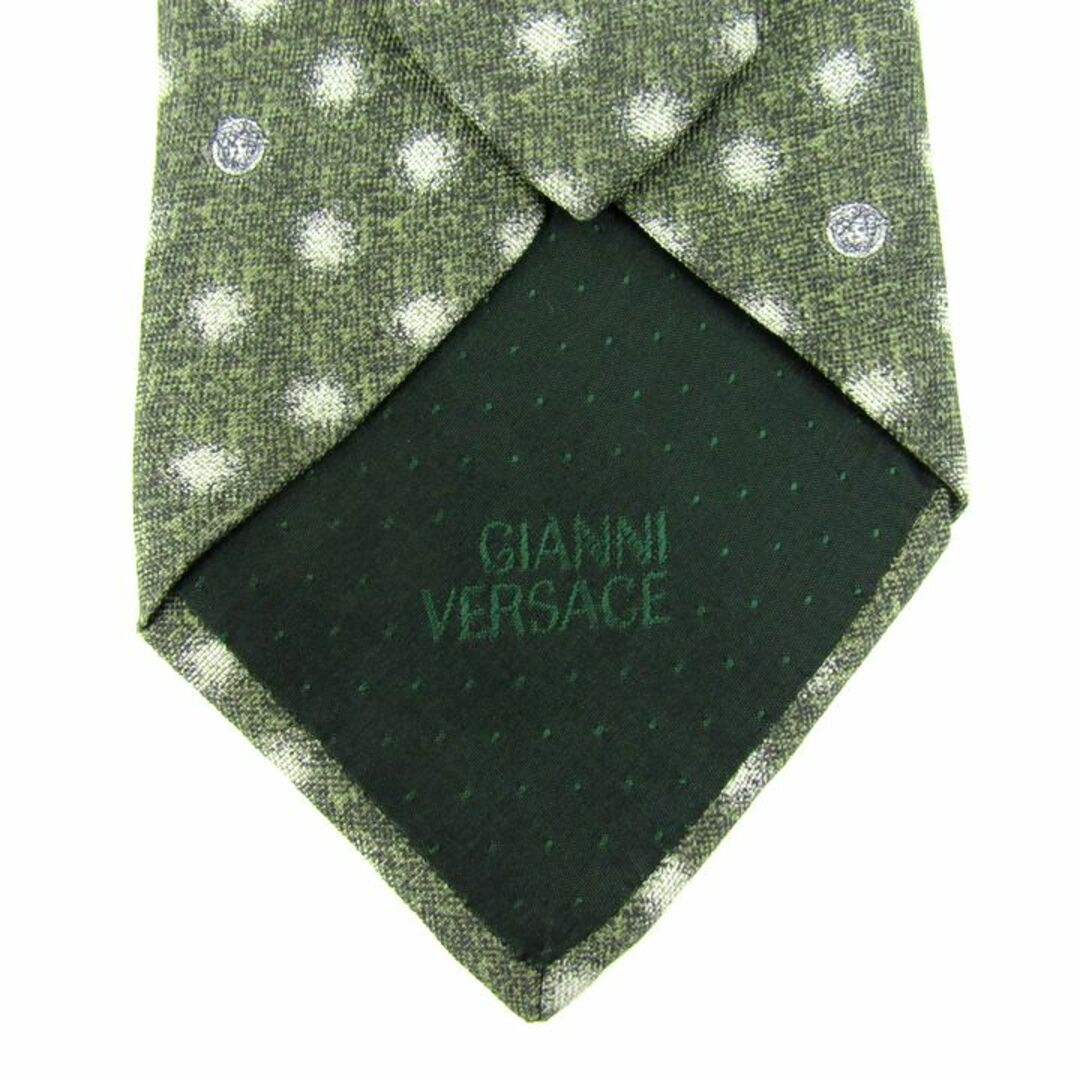 Gianni Versace(ジャンニヴェルサーチ)のジャンニ・ヴェルサーチ ネクタイ ドット柄 メデューサ シルク ブランド メンズ グリーン Gianni Versace メンズのファッション小物(ネクタイ)の商品写真