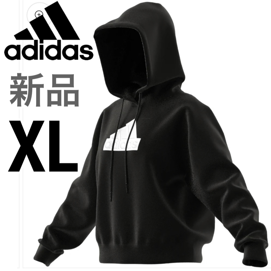 adidas(アディダス)のアディダス パーカー フーディ シンプル 無地 ビックロゴ ベーシック 黒 レディースのトップス(パーカー)の商品写真