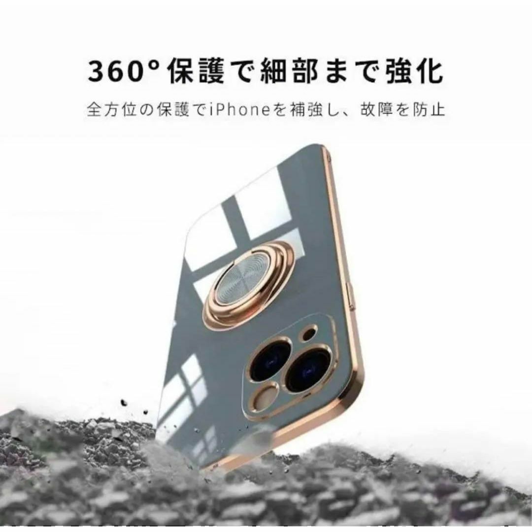 iPhone14Pro用ケース ブラック TPUメッキカバー バンカーリング付き レディースのアクセサリー(その他)の商品写真