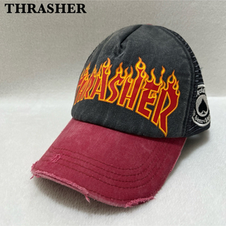 THRASHER - 【ダメージ加工】希少 THRASHER スラッシャー ファイヤーロゴ キャップ