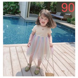 KWEA082キッズ ベビー服 レースワンピース 夏 プリンセス チュール (ワンピース)