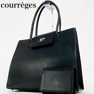 Courreges - 美品✨courreges レザートートバッグ ビジネスバッグ ロゴ 黒 ブラック