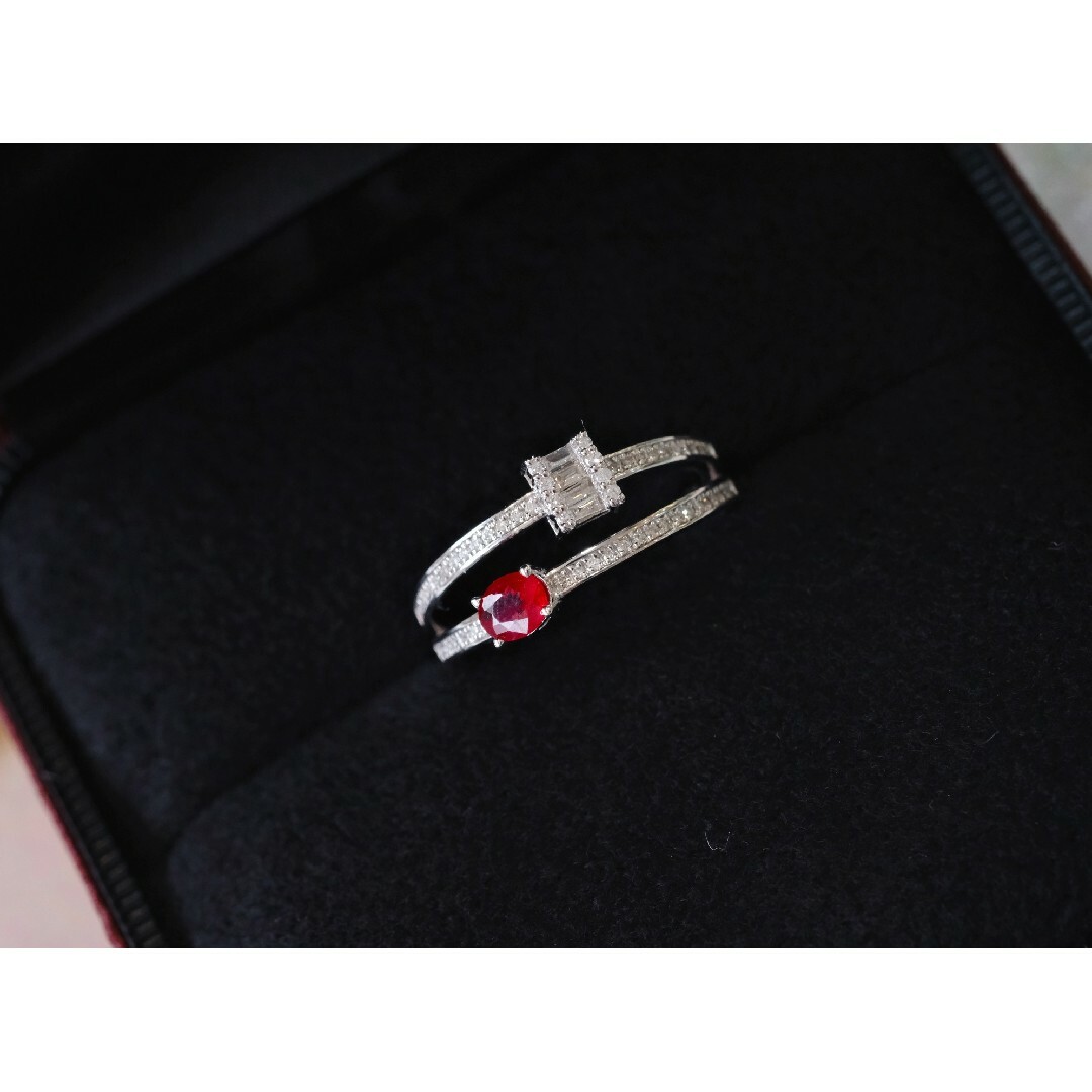 天然ダイヤモンド&ルビー付きリングk18 レディースのアクセサリー(リング(指輪))の商品写真