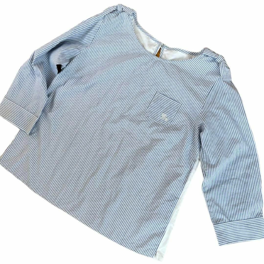 BURBERRY BLUE LABEL(バーバリーブルーレーベル)のバーバリーブルーレーベル シャツ ブラウス ストライプ  肩にリボン レディースのトップス(カットソー(長袖/七分))の商品写真