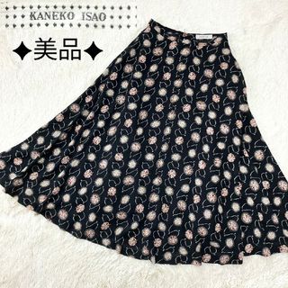 ✦美品✦ KANEKO ISAO 花柄 シフォン ロングスカート フレア バラ柄