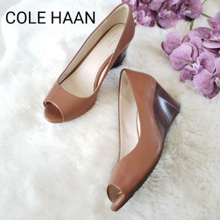 コールハーン(Cole Haan)のCOLE HAANレザーオープントゥ ウエッジソールパンプス 8サイズ(ハイヒール/パンプス)