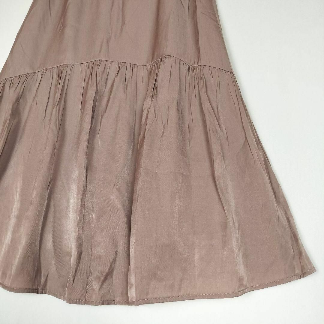 b4301シルプレイラ】ティアードスカート フレア ロング丈 ほんのり光沢 L レディースのスカート(ロングスカート)の商品写真