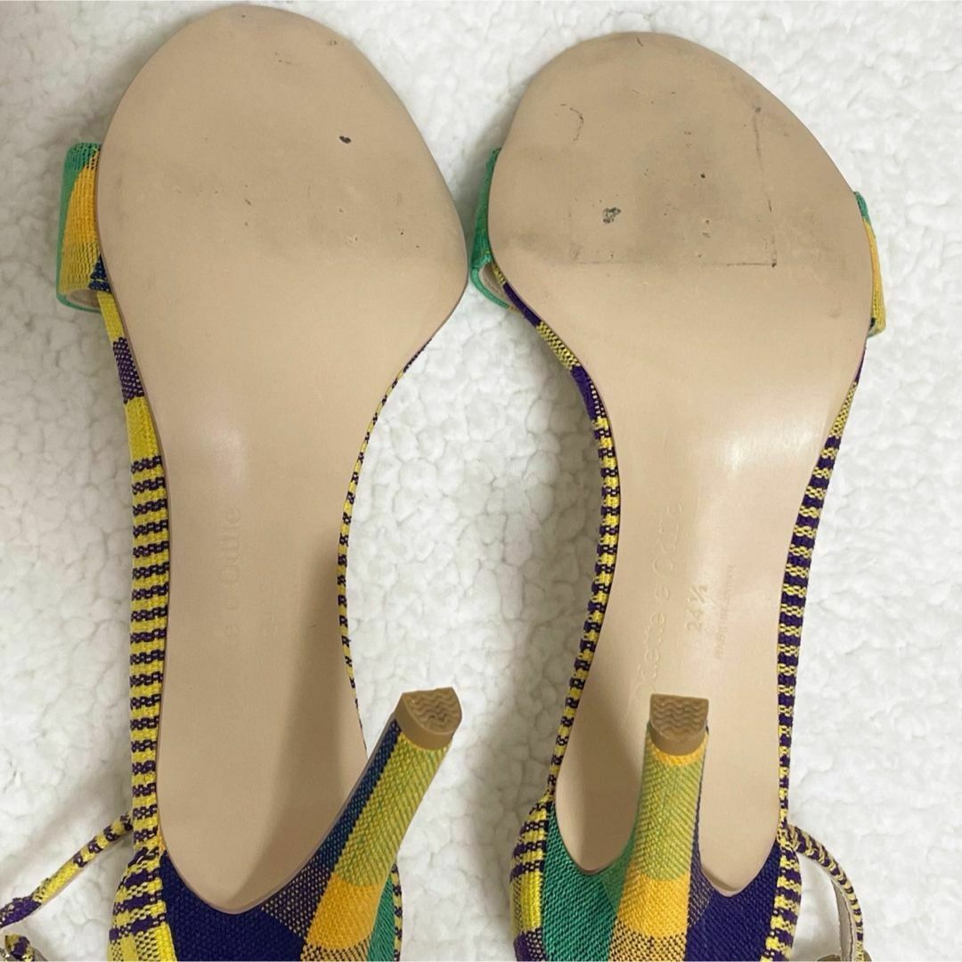 Odette e Odile(オデットエオディール)のオデットエオディール　チェック柄　バックストラップサンダル　24.5cm 日本製 レディースの靴/シューズ(サンダル)の商品写真