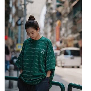 SEE SEE SUPER BIG FLAT SS DOUBLE STRIPE(Tシャツ/カットソー(半袖/袖なし))