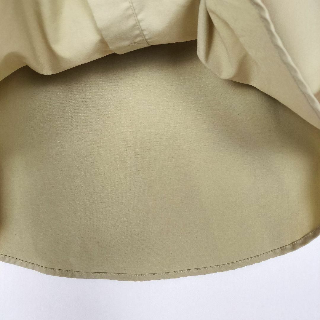 b4303【エルガナ】長袖ノーカラーシャツ 隠しボタン春色グリーン Mストレッチ レディースのトップス(シャツ/ブラウス(長袖/七分))の商品写真