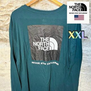 THE NORTH FACE ザノースフェイス ロンT グリーン系　XXLサイズ(Tシャツ/カットソー(七分/長袖))