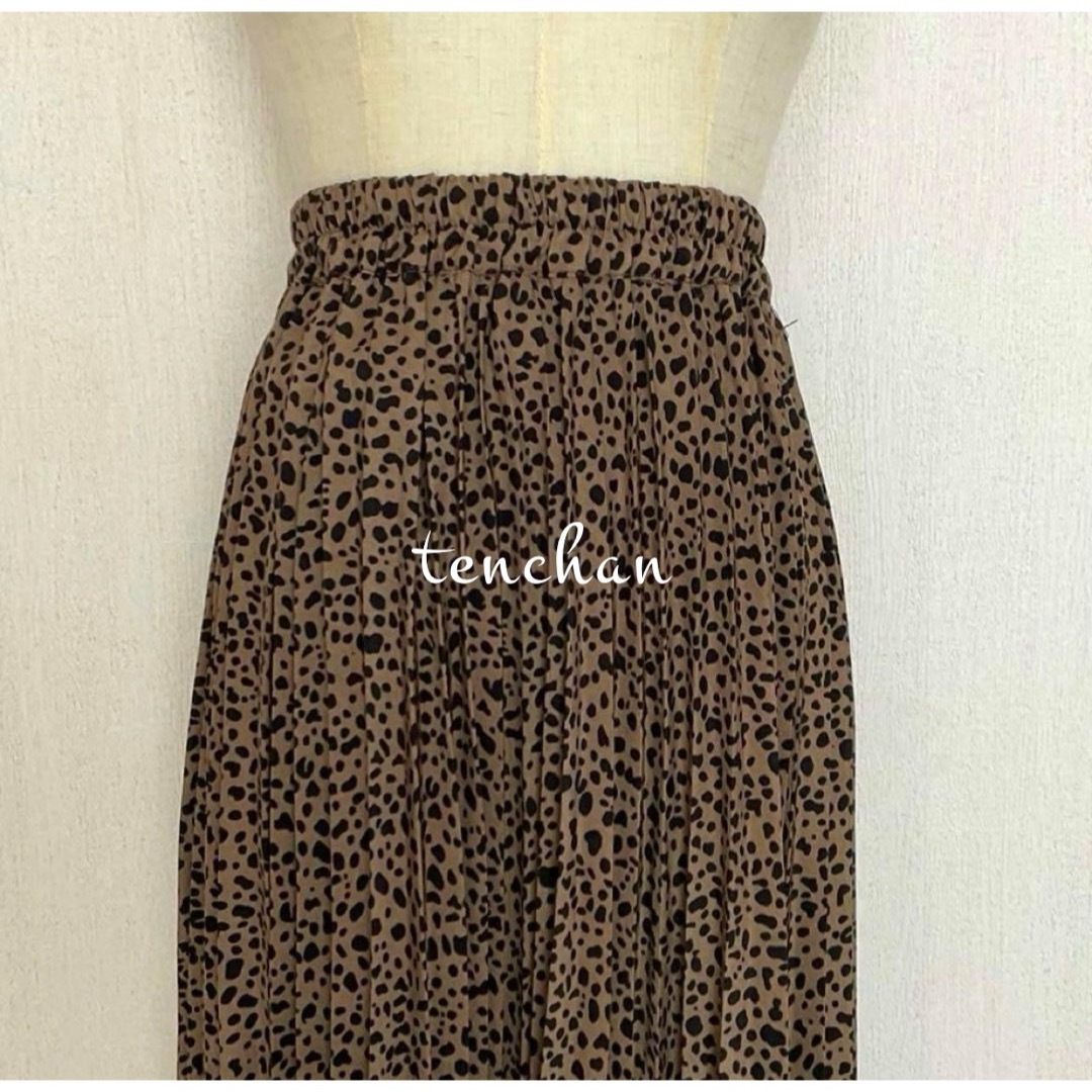RETRO GIRL(レトロガール)のRETRO GIRL レオパード柄ロングスカート プリーツ レディースのスカート(ロングスカート)の商品写真