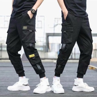 人気商品】 メンズ　パンツ　韓国風　カーゴパンツ　かっこいい　ダンス　ブラック(その他)