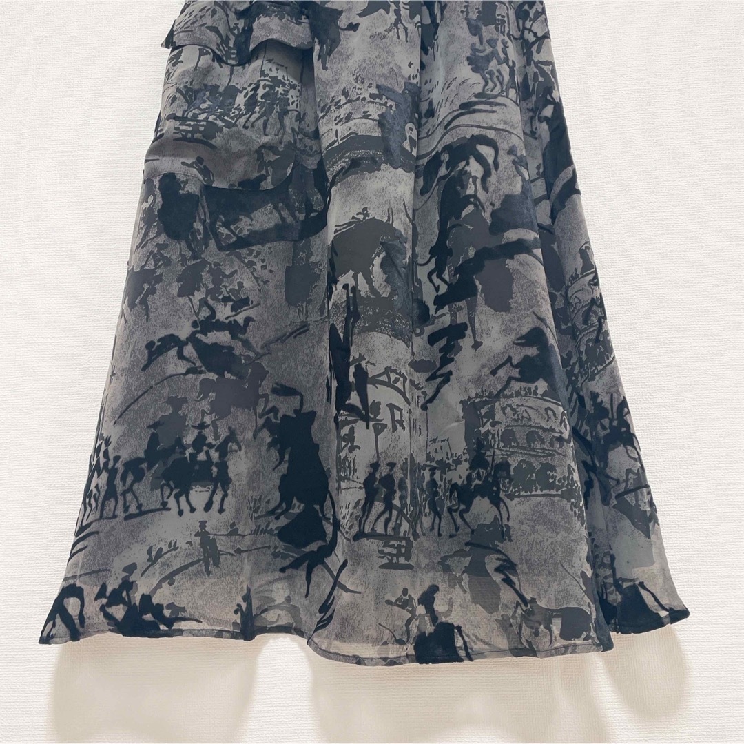 Sensounico(センソユニコ)のt.b センソユニコ ハラコデザインスカート グレー 日本製 レディースのスカート(ロングスカート)の商品写真
