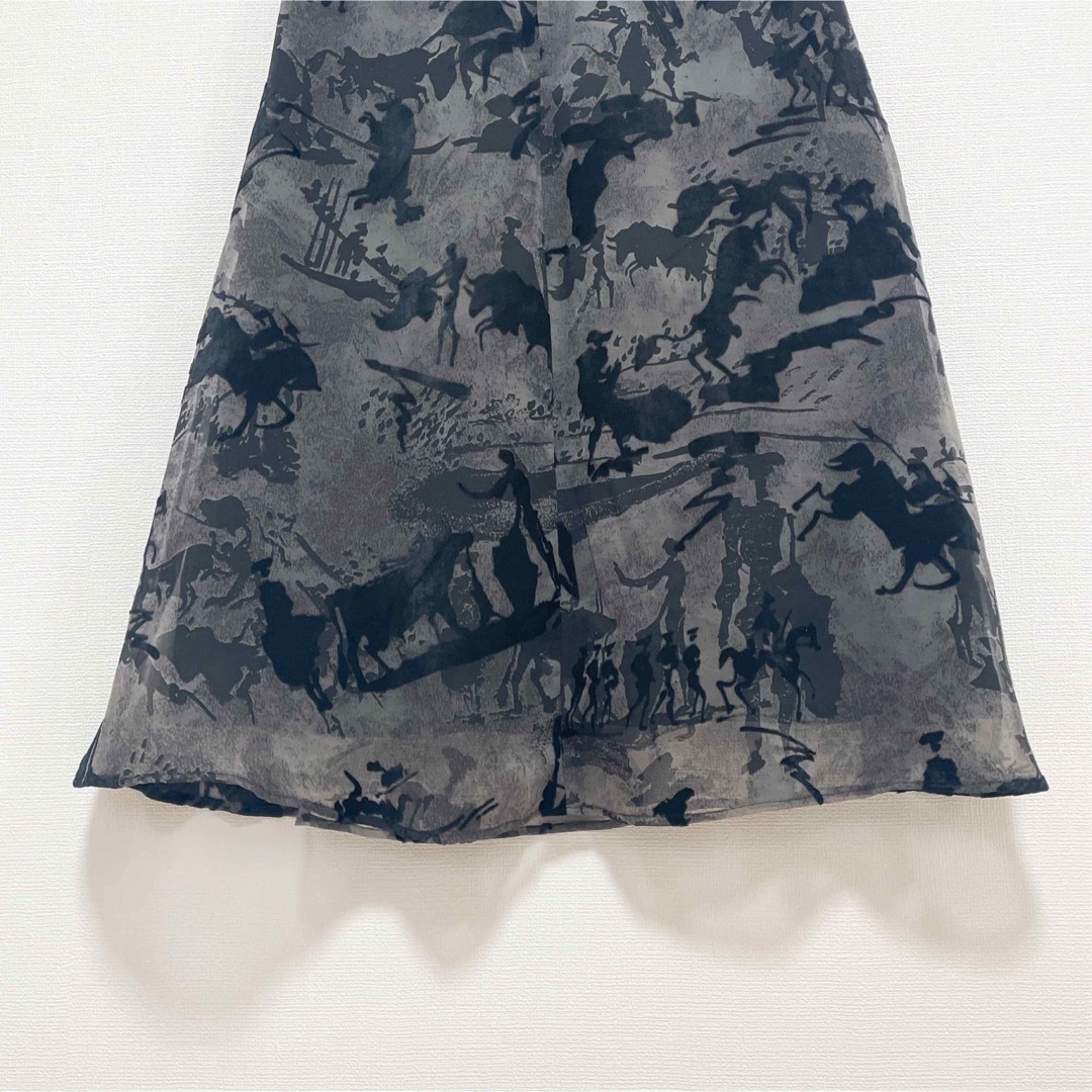 Sensounico(センソユニコ)のt.b センソユニコ ハラコデザインスカート グレー 日本製 レディースのスカート(ロングスカート)の商品写真