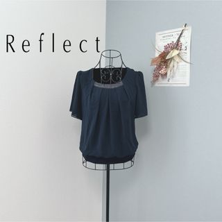 リフレクト(ReFLEcT)のリフレクト　1度着用　半袖　ブラウス　ネイビー　美品(シャツ/ブラウス(半袖/袖なし))