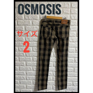 OSMOSIS - OSMOSIS オズモーシス　チェックスキニーパンツ　カーキ　サイズ　2