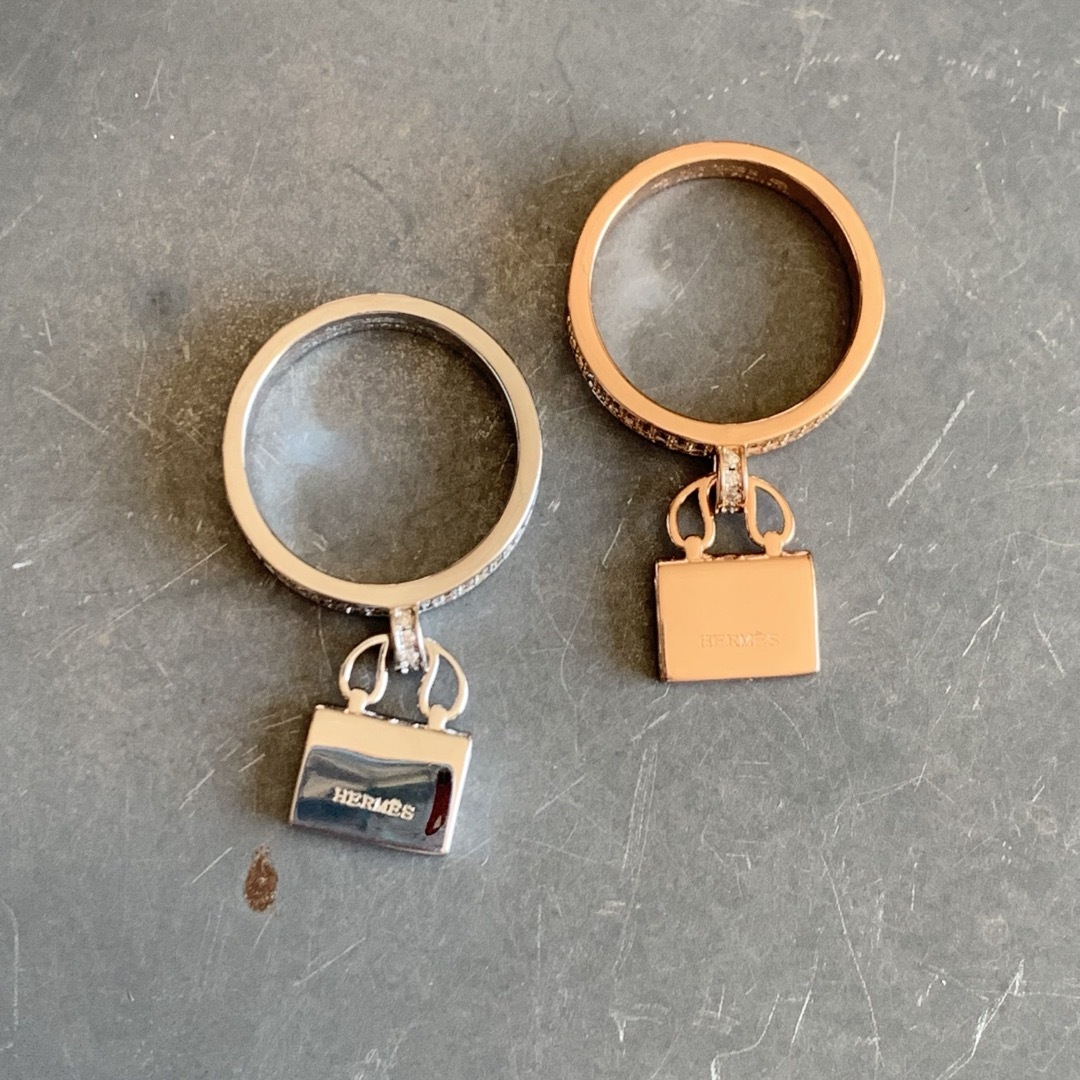CZダイヤ　バッグチャーム　リング　ローズゴールド レディースのアクセサリー(リング(指輪))の商品写真