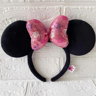 Disney - ディズニー　ミニー　カチューシャ　スパンコール　ピンク　ドット　水玉　リボン