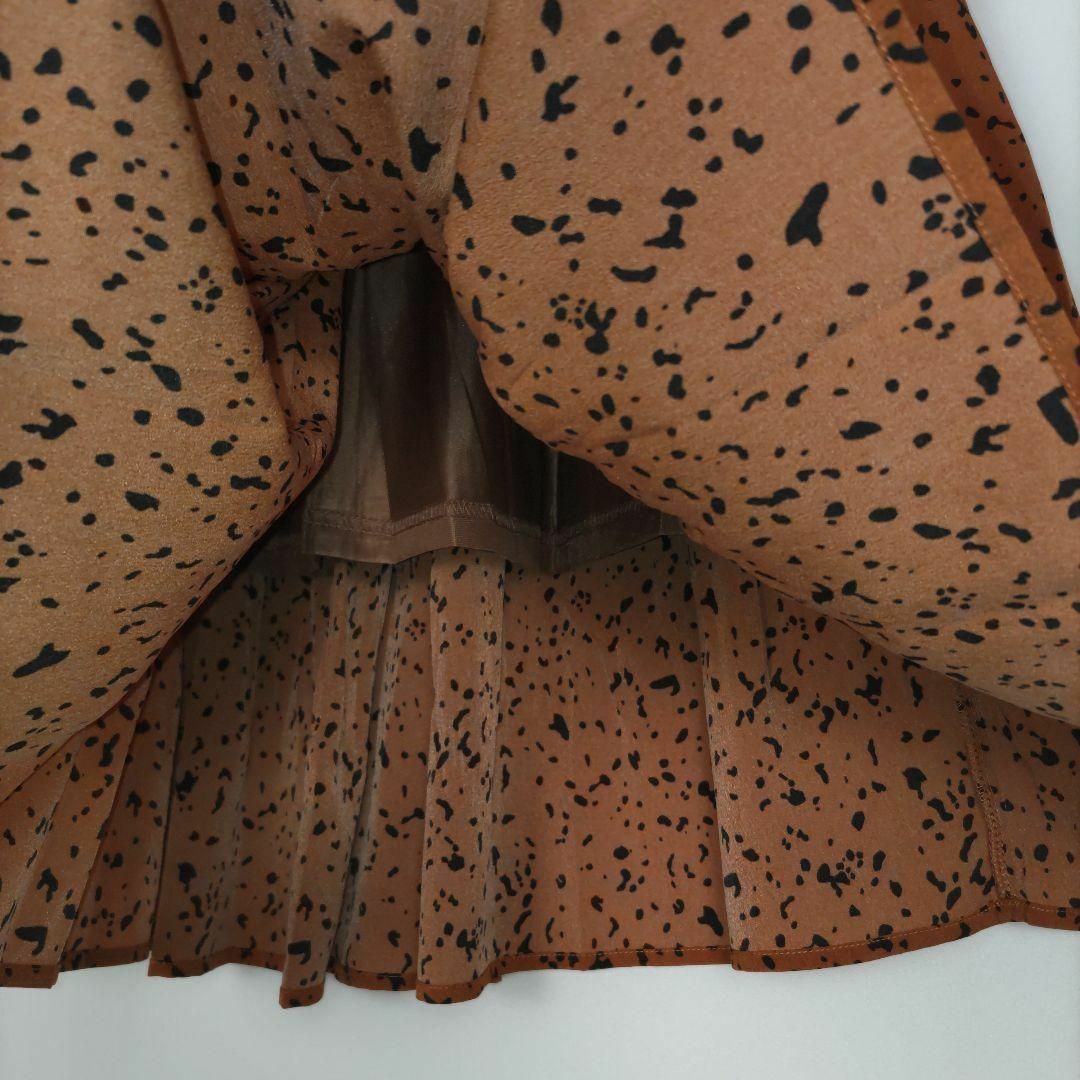 MELROSE claire(メルローズクレール)のb3279【メルローズ】ロング丈フレアスカート茶ブラウン斑柄ふんわり可愛い レディースのスカート(ロングスカート)の商品写真