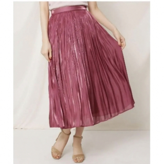 Couture Brooch - 【セール】クチュールブローチ　オーロラサテンスカートワインレッド　フレアスカート