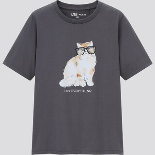 ポールアンドジョー(PAUL & JOE)の【未使用】ユニクロ ポール&ジョー 半袖 Tシャツ (ﾀﾞｰｸｸﾞﾚｰ/L)(Tシャツ(半袖/袖なし))