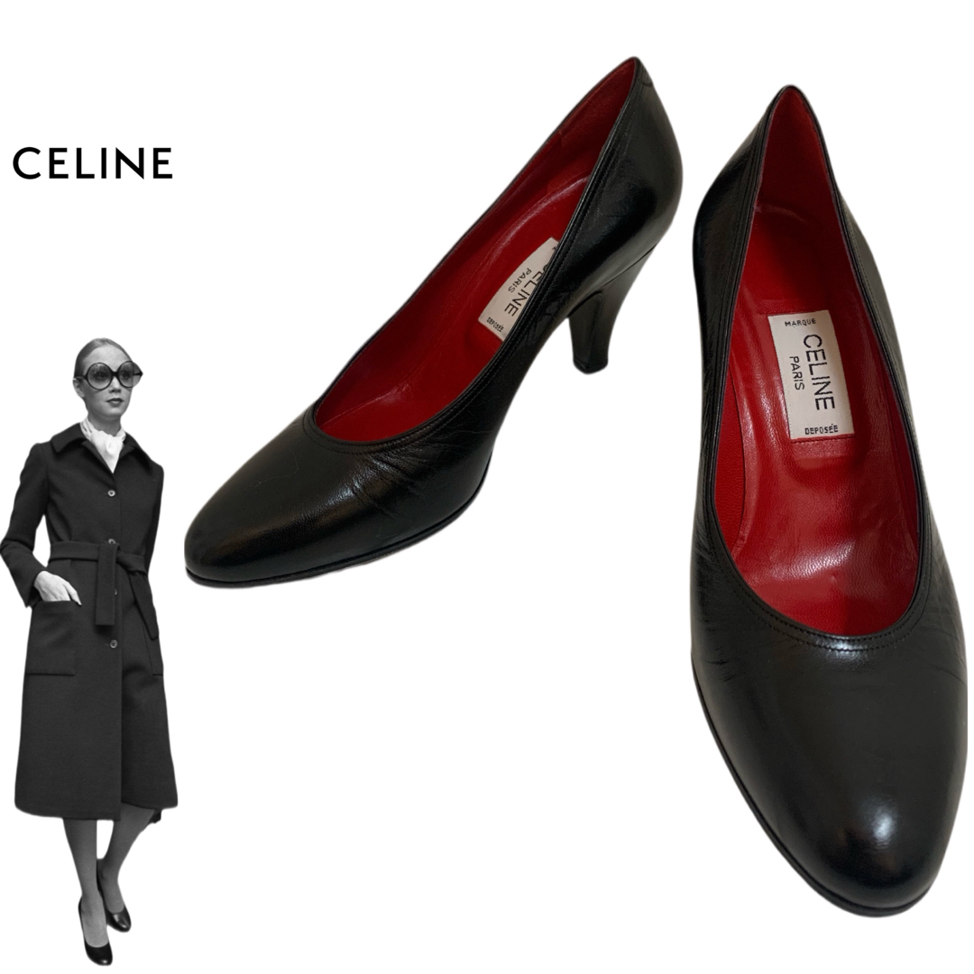 celine(セリーヌ)のOLD CELINE オールドセリーヌ 80s イタリア製 レザーパンプス 35 レディースの靴/シューズ(ハイヒール/パンプス)の商品写真