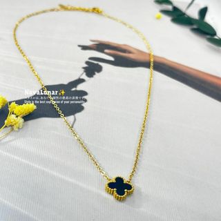 Van Cleef & Arpels - ✨van 四つ葉 白蝶貝 ネックレス ブラック オニキス ステンレス