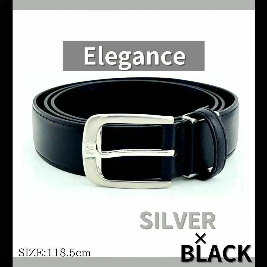 【B級品】新品未使用 elegance ベルト レザー ブラック 黒 ビジネス メンズのファッション小物(ベルト)の商品写真