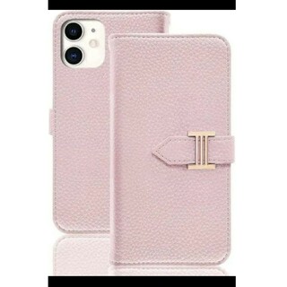 iPhone11 手帳型　ケース　ピンク　フェイクレザー