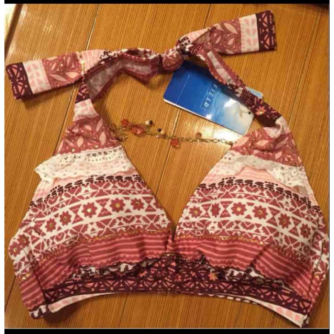 新品  アジアン系ビキニ ビジュー付き ピンク系 レディースの水着/浴衣(水着)の商品写真