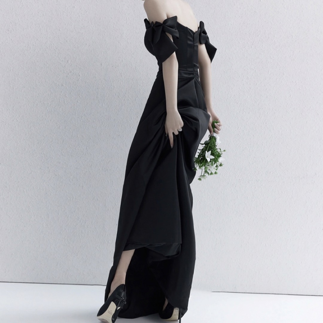 ブラックドレス　ウェディングドレス　ブラックウェディングドレス　韓国ドレス レディースのフォーマル/ドレス(ウェディングドレス)の商品写真