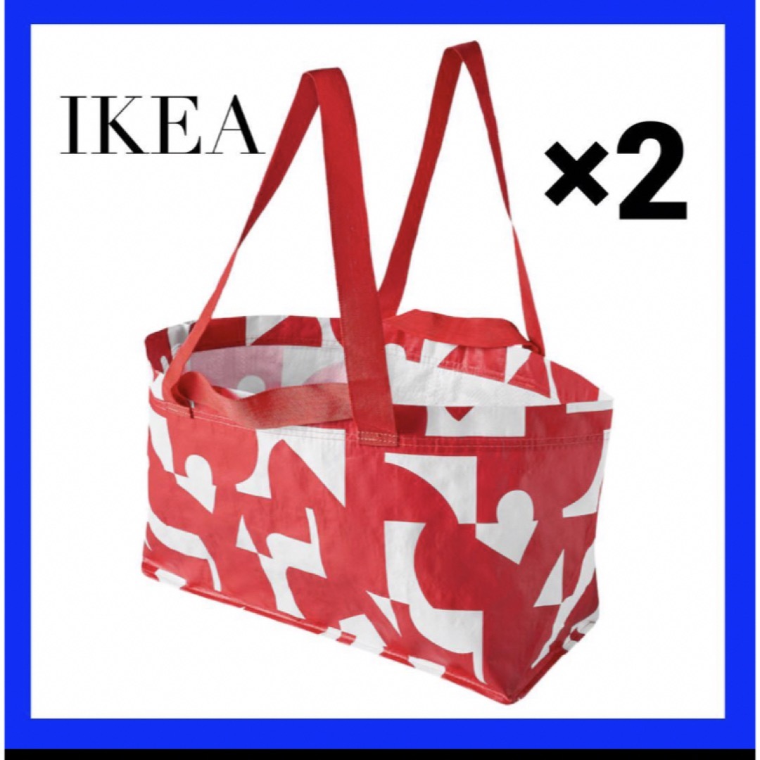 IKEA LIGGBÅS リッグボース バッグ, ホワイト/レッド, 2枚 レディースのバッグ(エコバッグ)の商品写真