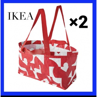 IKEA LIGGBÅS リッグボース バッグ, ホワイト/レッド, 2枚(エコバッグ)