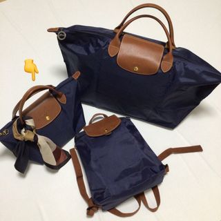 美品 LONGCHAMPロンシャン ルプリアージュ トートバッグ ネイビー^^☆