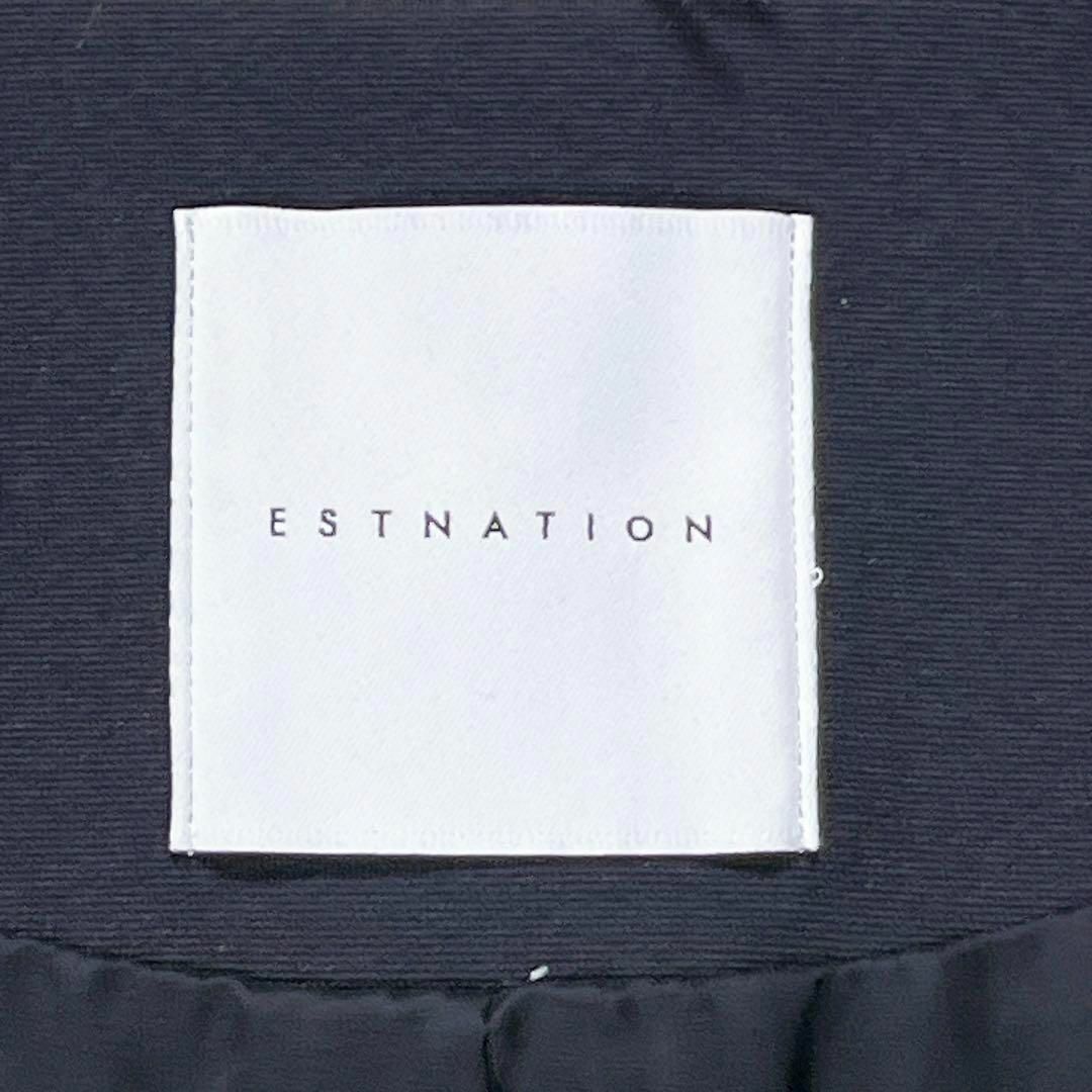 ESTNATION エストネーション ノーカラージャケット ネイビー 38 レディースのジャケット/アウター(ノーカラージャケット)の商品写真