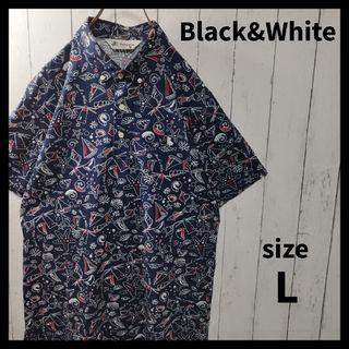 ブラックアンドホワイトスポーツウェア(Black & White Sportswear)の【Black&White】Patterned Polo Shirt　D1027(ウエア)