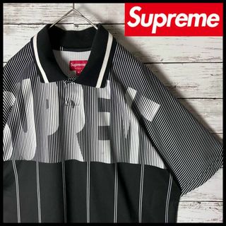 シュプリーム(Supreme)の【超希少デザイン】シュプリーム ストライプ ビッグロゴ ポロシャツ 入手困難(ポロシャツ)