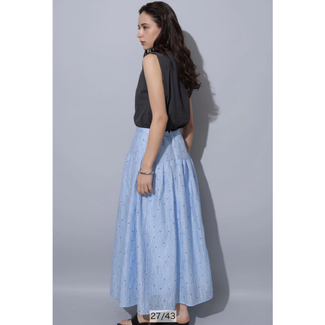 Mystrada(マイストラーダ)の新品同様 Arpege story ラメドット刺繍スカート SSサイズ ブルー レディースのスカート(ロングスカート)の商品写真