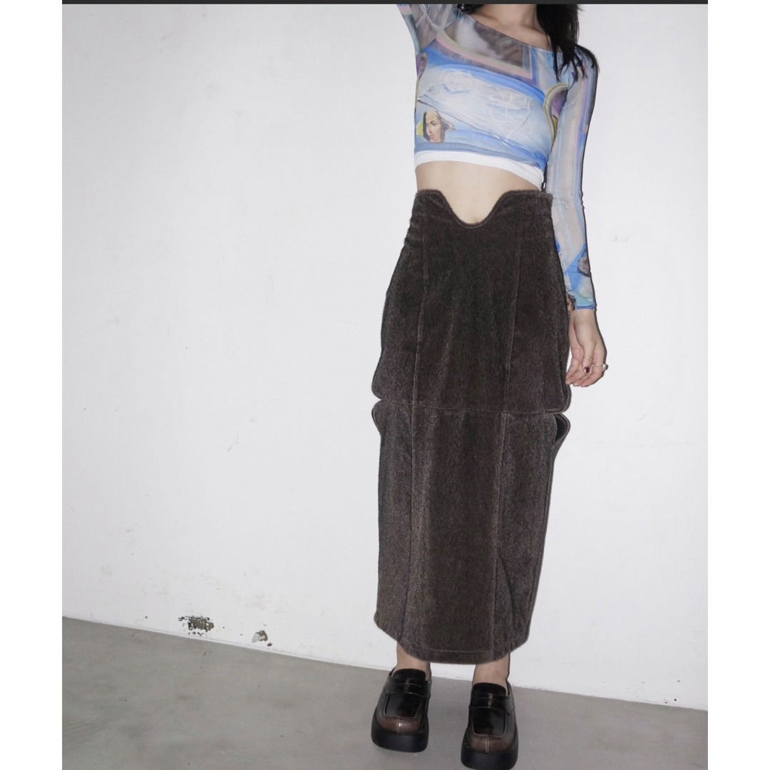 【美品】musubore ダイヤカットレザースカート レディースのスカート(ロングスカート)の商品写真