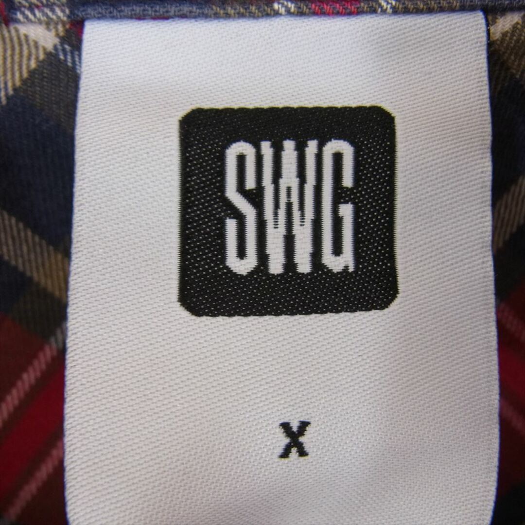 SWAGGER(スワッガー)のSWAGGER スワッガー 長袖シャツ SWGLSH-400 チェック 長袖 コットン シャツ レッド系 X【中古】 メンズのトップス(シャツ)の商品写真