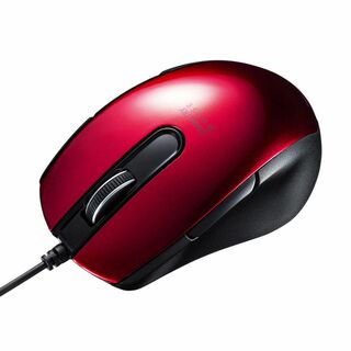 【色: レッド】サンワサプライ 有線マウス BlueLED 5ボタン 左右対称 (PC周辺機器)
