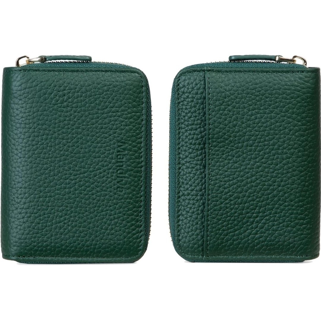 本革財布　二つ折り　ウォレット　スキミング防止　グリーン　コンパクト　プレゼント レディースのファッション小物(財布)の商品写真