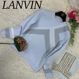 ランバンオンブルー(LANVIN en Bleu)のA447 ランバン レディース トレーナー 軽量 ブルー 青 美品 M 38(トレーナー/スウェット)