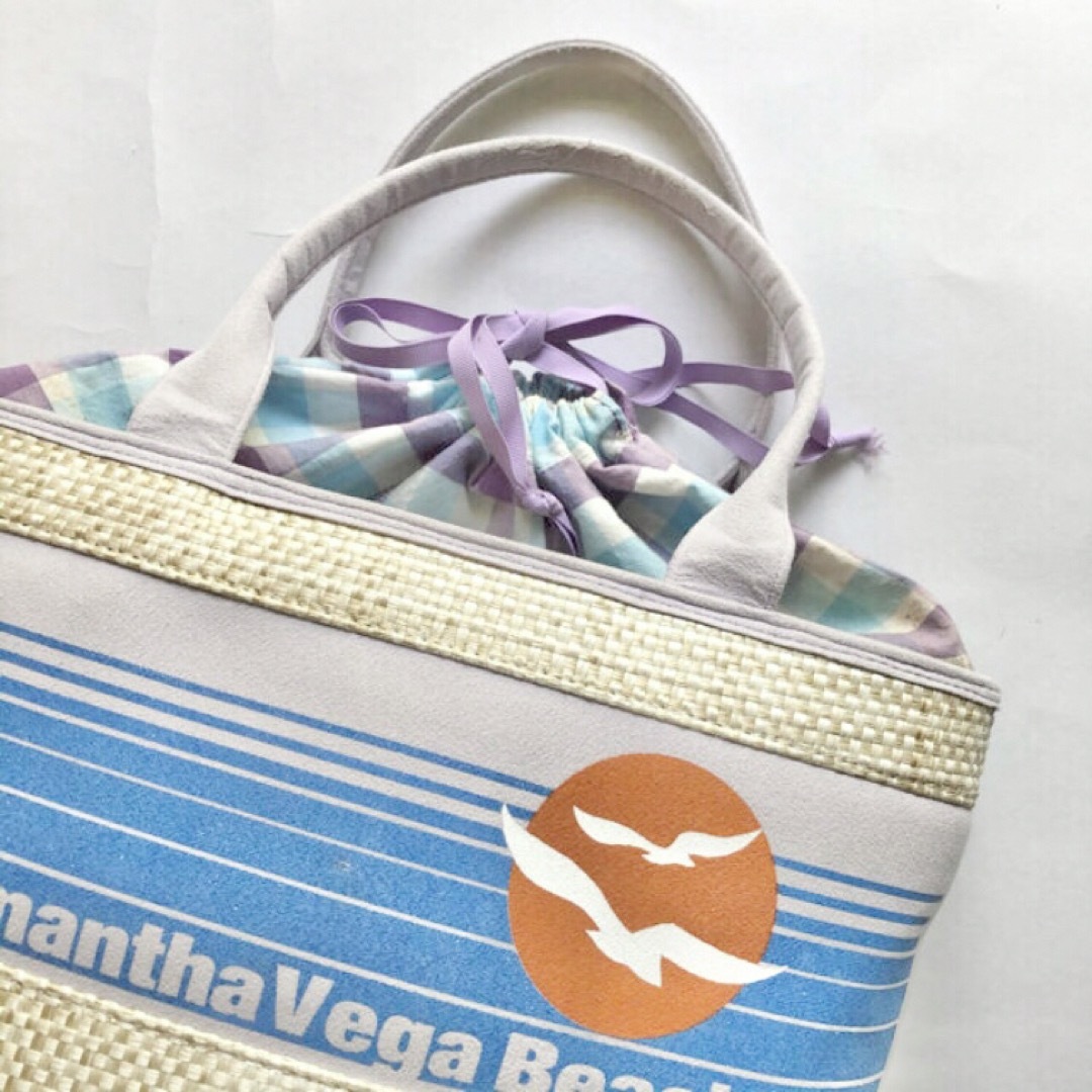 Samantha Thavasa(サマンサタバサ)のサマンサタバサ　かごバッグ　夏　チェック レディースのバッグ(トートバッグ)の商品写真