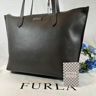 フルラ(Furla)の【極美品】フルラ ルーチェ トートバック レザー A4可 肩掛け 灰色 グレー(トートバッグ)