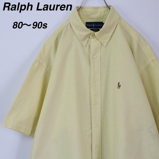 Ralph Lauren - 【80s〜90s】ラルフローレン／BDシャツ　ブレイク　XL　刺繍ロゴ　無地