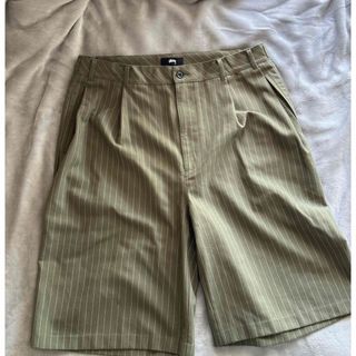 ステューシー(STUSSY)のStussy Volume Pleated Short Stripe Khaki(スラックス)