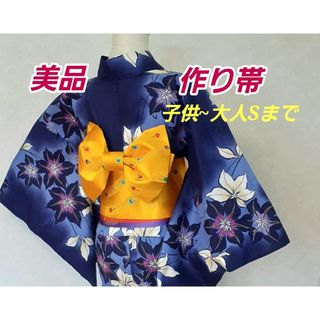 美品 作り帯 浴衣用 結び帯 ゆかた帯 120-160★リボン結び  風鈴柄(甚平/浴衣)